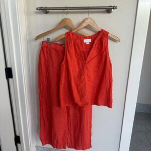 Velvet by Graham & Spencer lola pant & tacy top linen set paprika Small